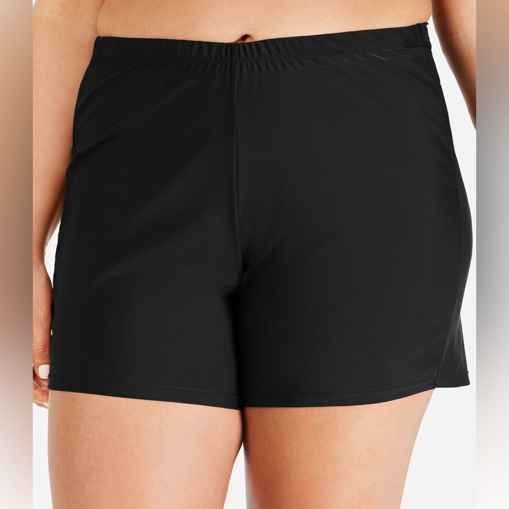 Island Escape Women’s Plus Size Black Swim Shorts